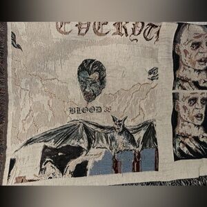 AMIRI Gothic Tapestry with Bat and Vampire Design - Cream and Black